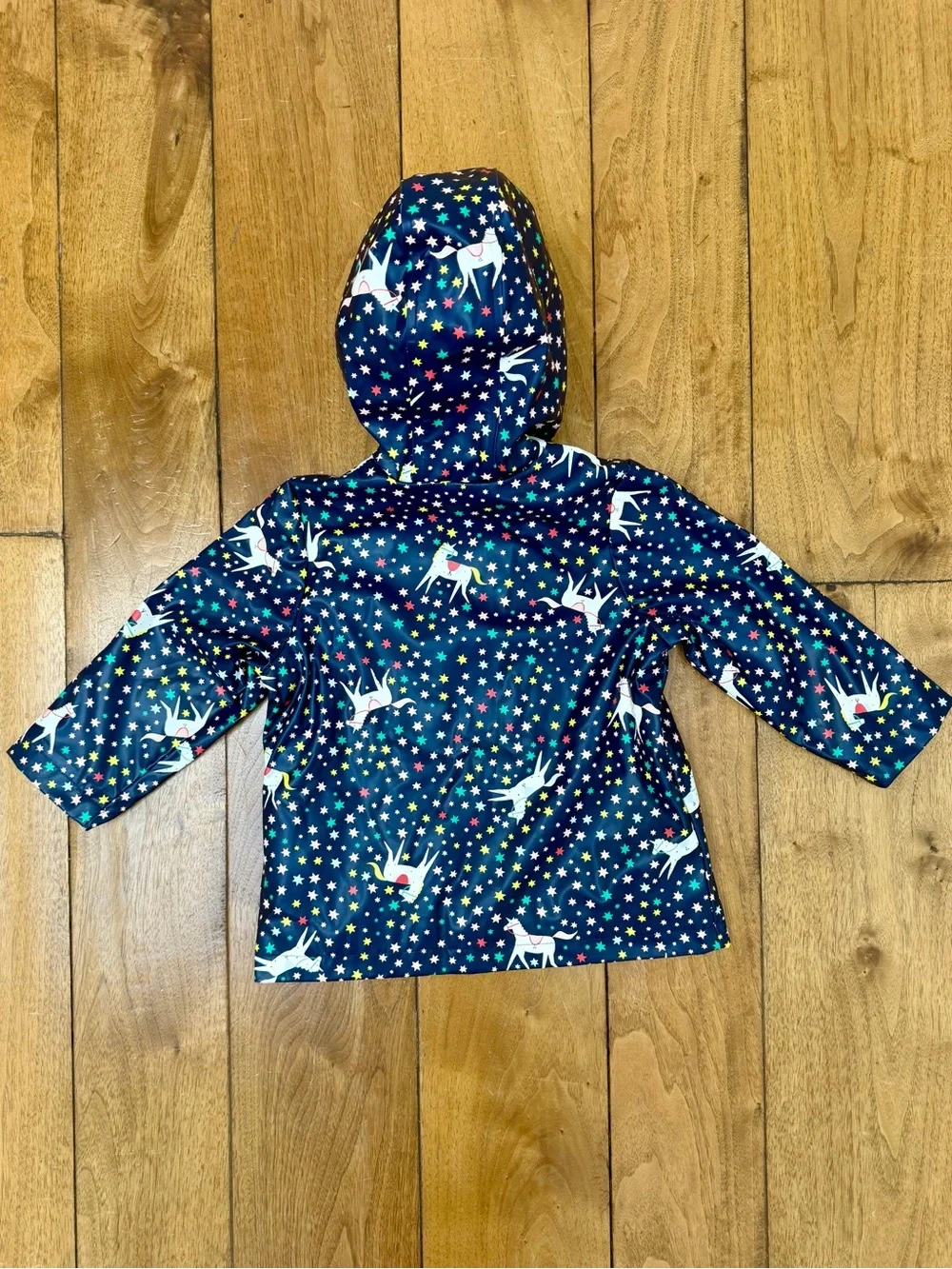 Joules Raindance Unicorn & Stars Fleece-Lined Raincoat Size 2Y EUC
